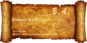 Babos Alícia névjegykártya